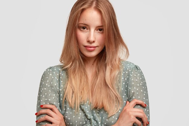 Portrait of young blonde woman