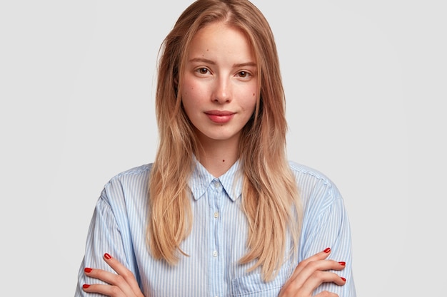 Portrait of young blonde woman