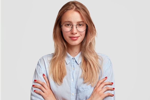 Portrait of young blonde woman