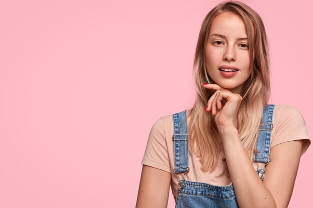 Portrait of young blonde woman