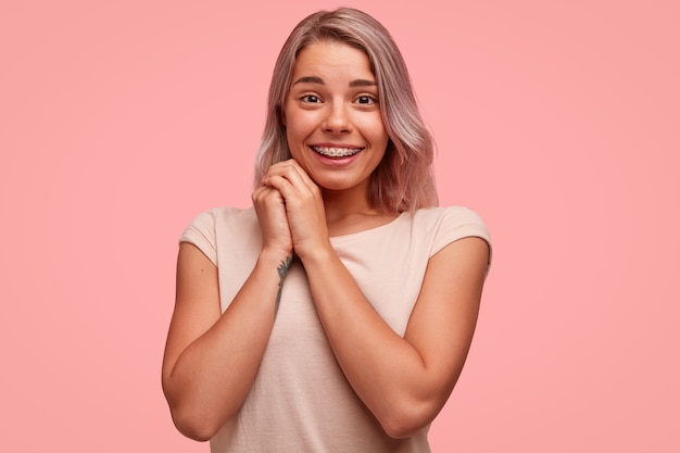 Portrait of young blonde woman