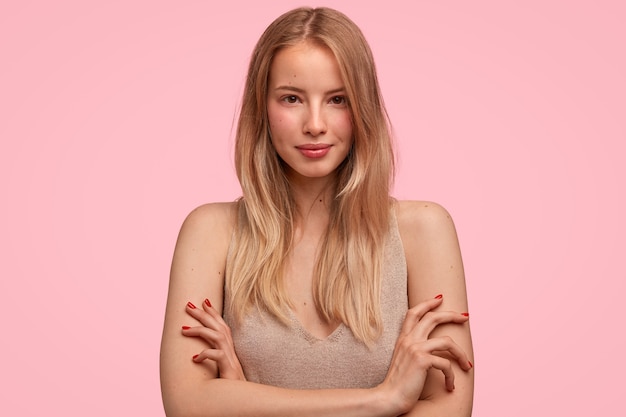 Portrait of young blonde woman