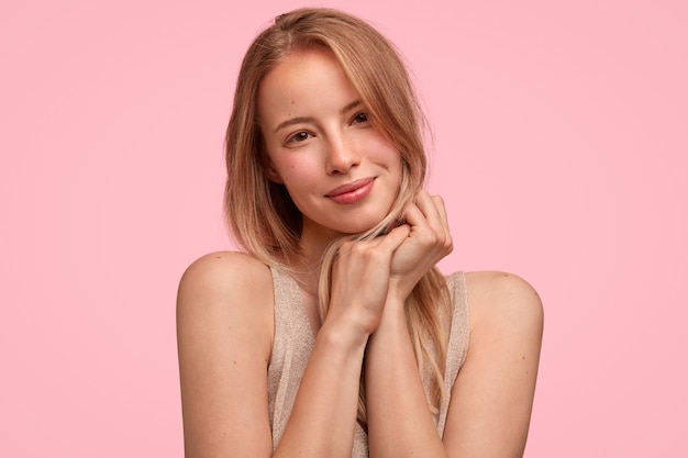 Portrait of young blonde woman