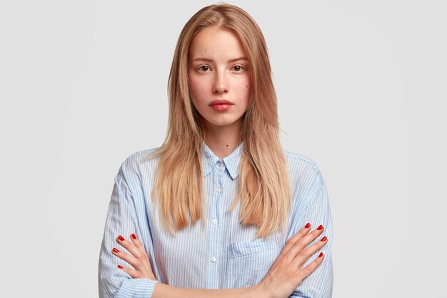 Portrait of young blonde woman