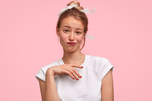 Portrait of young blonde woman