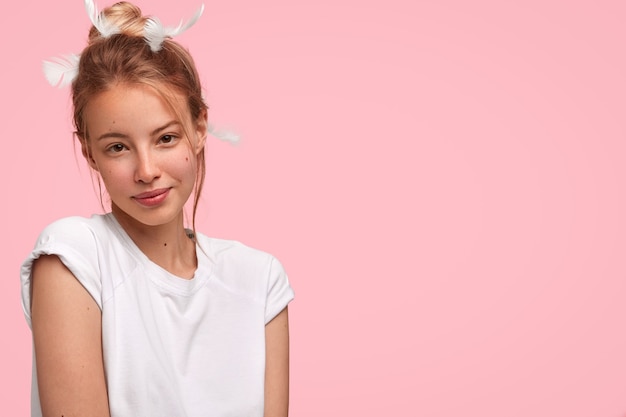 Portrait of young blonde woman