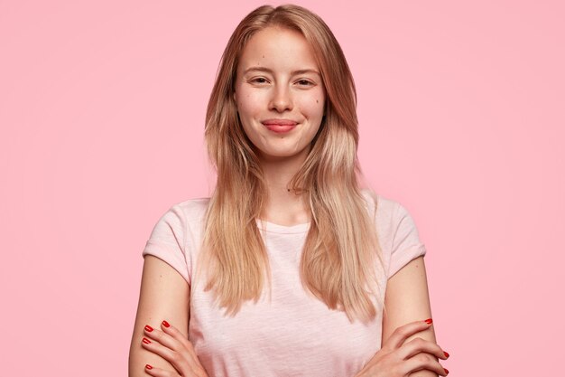 Portrait of young blonde woman