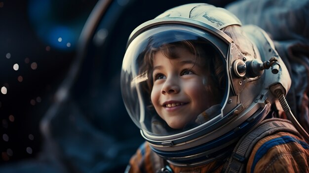宇宙飛行士の衣装を着た少年の肖像画