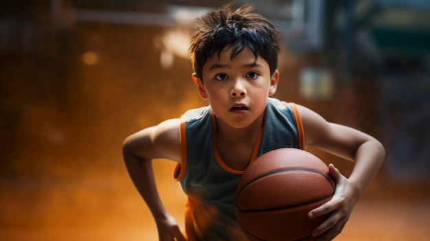 Free photo portrait of young boy basketball player