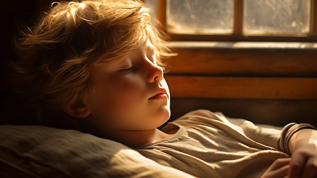 Free photo portrait of young boy resting