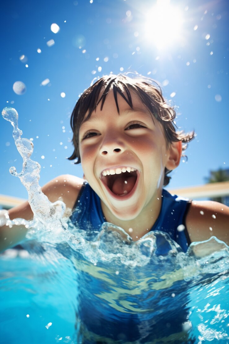 Free Photo portrait of young boy at the water park