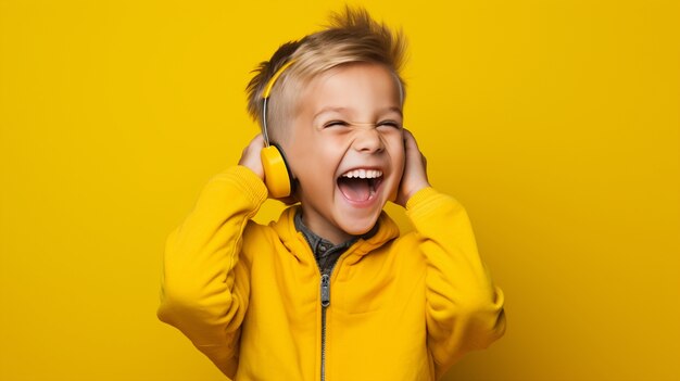 Portrait of young boy with headphones