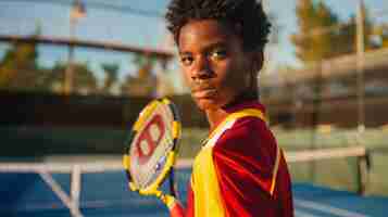 Free photo portrait of young child tennis players