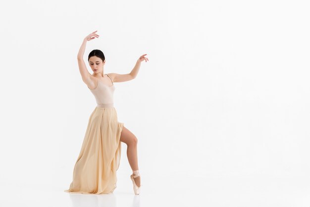 발레를 수행하는 젊은 댄서의 초상