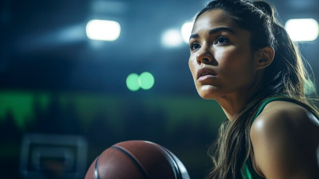 Portrait of young female basketball player