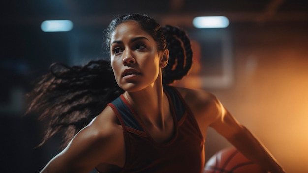 Portrait of young female basketball player