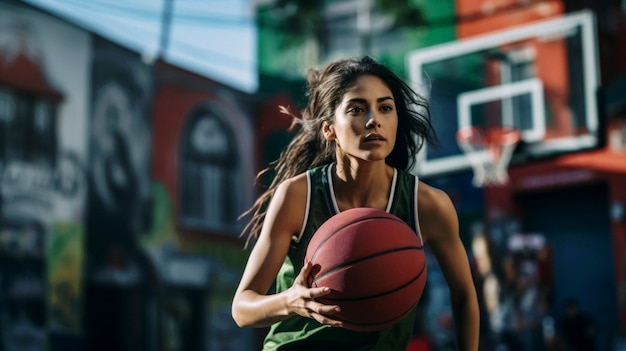 Portrait of young female basketball player