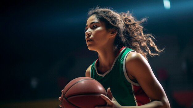 Portrait of young female basketball player