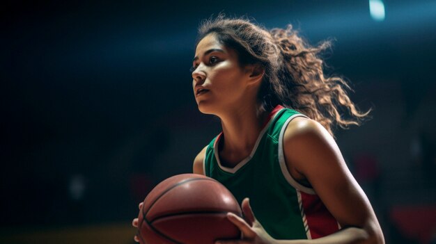 若い女子バスケットボール選手の肖像画