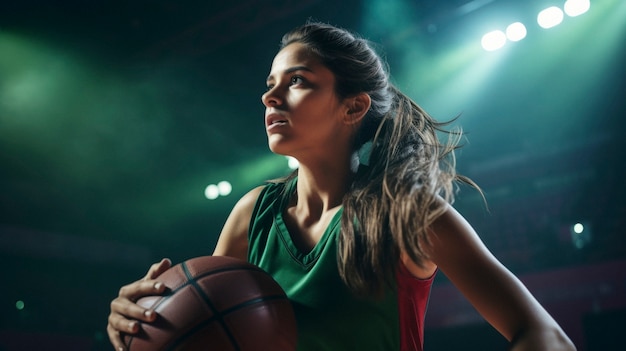 Portrait of young female basketball player