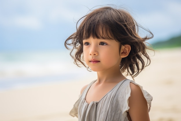 Foto gratuita ritratto di una ragazza sulla spiaggia