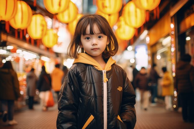 Portrait of young girl in the city