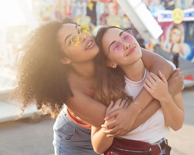 Portrait of young girl having fun together