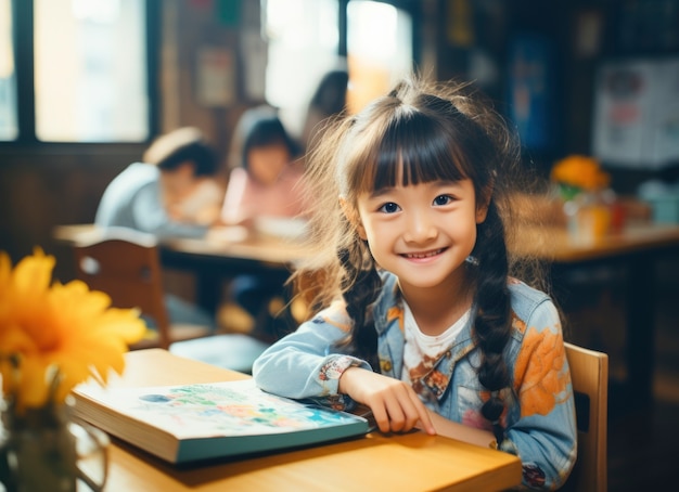 学校に通う若い女子学生の肖像画