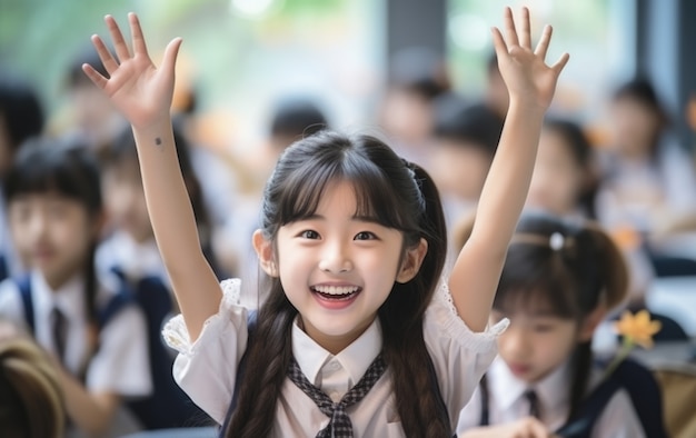 Portrait of young girl student attending school