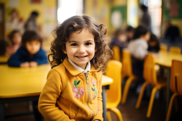 Portrait of young girl student attending school