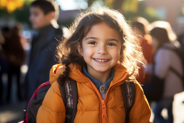 Portrait of young girl student attending school