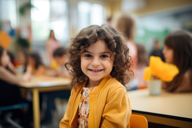 Portrait of young girl student attending school