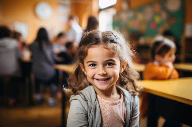 Portrait of young girl student attending school