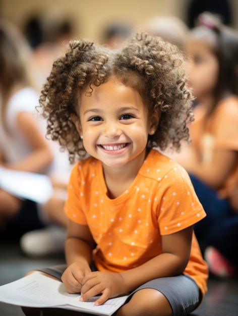 Portrait of young girl student attending school