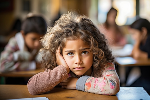 Portrait of young girl student attending school