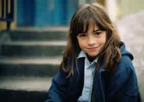 Free photo portrait of young girl student in school