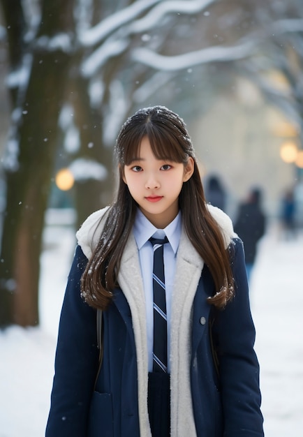 Free photo portrait of young girl student in school