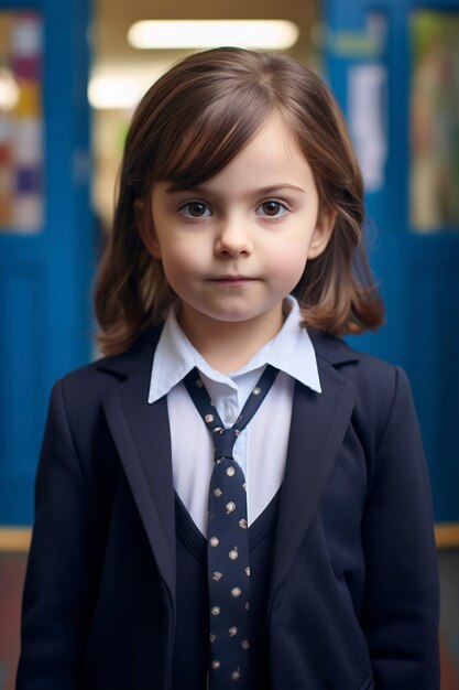 portrait of young girl student in school