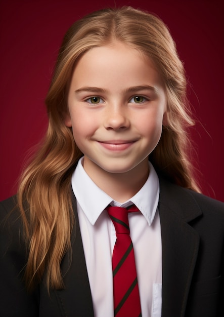 Free photo portrait of young girl student in school