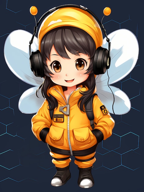 Free photo portrait of young girl with bee costume