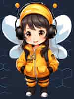 Free photo portrait of young girl with bee costume