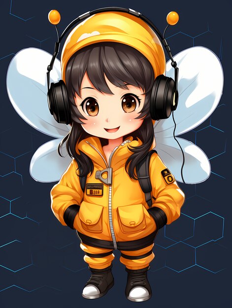 portrait of young girl with bee costume