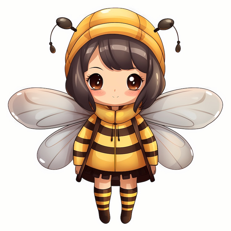 Free Photo portrait of young girl with cute bee costume