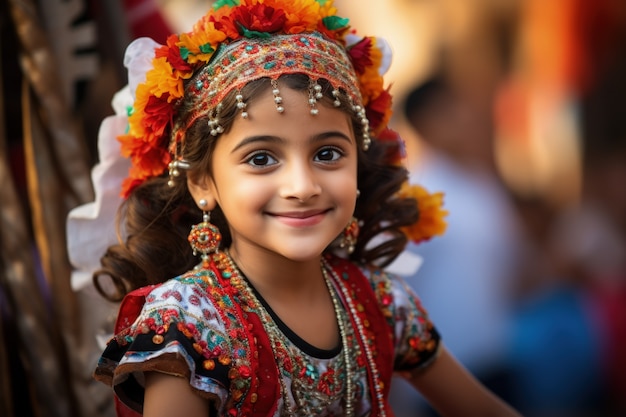 Free photo portrait of young girl with traditional asian clothing