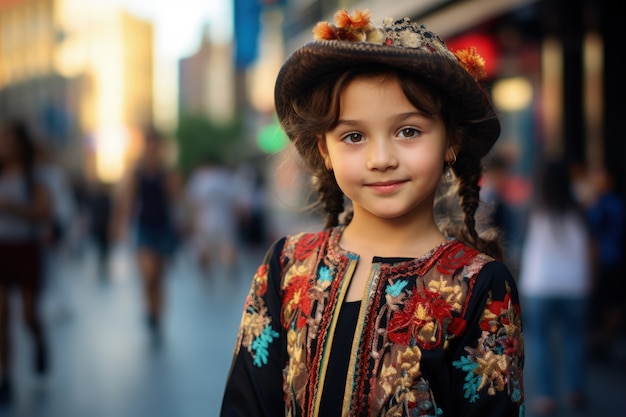 Free photo portrait of young girl with traditional asian clothing