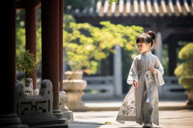 Free photo portrait of young girl with traditional clothing