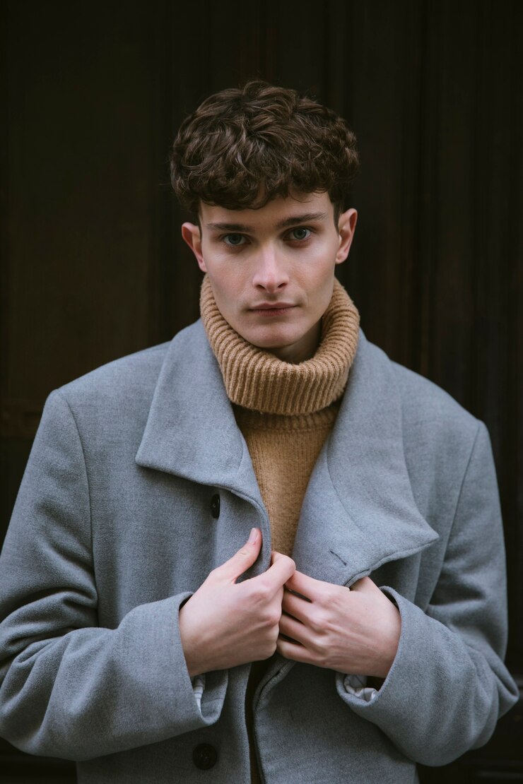 Free Photo portrait young guy with coat