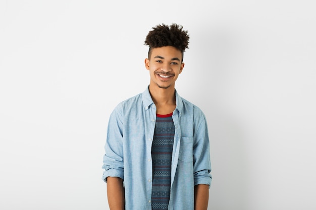 Free photo portrait of young handsome black man on white