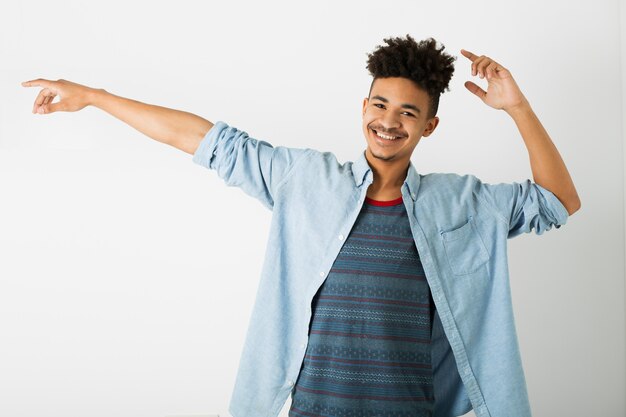 Free photo portrait of young handsome black man on white