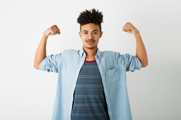 Free photo portrait of young handsome black man on white